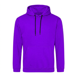 Men's Solid Black <b>Hooded</b> <b>Fleece</b> Sweatshirt Regular Fit Casual Autumn Wear Pocket Design Knitted Fabric - Product Image 2