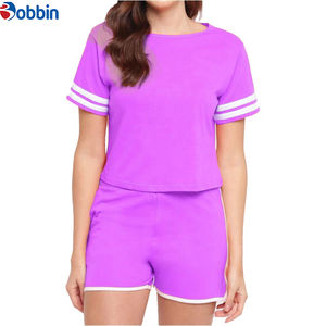 Conjuntos de Verano, Traje Deportivo Corto, Tendencia de Verano, Logotipo Personalizado, Conjunto de Dos Piezas de Algodón, Shorts y Camisetas para Mujer - Product Image 6