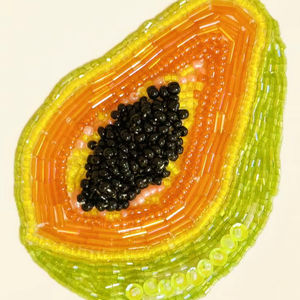Broche de Papaya Tropical con Cuentas, Bordado a Mano, para Ropa de Mujer, Bolsos, Chaquetas, Decoración de Solapas, Parche Personalizado - Product Image 1