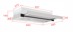 Cappa da Cucina Telescopica Ventilata con Filtro in Alluminio, Portata d'Aria 10 m/<span class=keywords><strong>min</strong></span>, Facile Installazione, Uso Domestico - Product Image 5