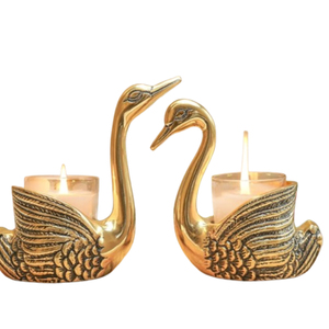 Porte-bougies en forme de cygne plaqué or, figurine animale en laiton, décoration d'intérieur, artisanat en métal moulé - Product Image 5