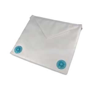 Fellow Craft <b>Apron</b> <b>White</b> with Turquoise Circular Decorations Square Shape Sew-On Patch Fabric Badge Garment Application - Product Image 1