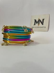 MN EXPORTS Juego de Brazaletes de Resina, Color Arcoíris, Joyería Redonda de Moda para Mujeres y Niñas - Product Image 1