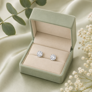 Boucles d'oreilles solitaires en or 10 carats à quatre griffes, diamant de laboratoire de 7,3 mm, certifié IGI, couleur D, design personnalisé, luxe premium - Product Image 2