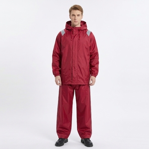 Ensemble de combinaison de pluie robuste bicolore olive et noir en tissu Oxford, avec coutures scellées, capuche réfléchissante, pour camping et randonnée - Product Image 3