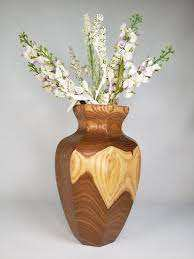 Vase en bois brun au design magnifique, accessoires décoratifs classiques pour la maison, l'hôtel, le restaurant - MULTI CRAFT, léger, 100% naturel - Product Image 5