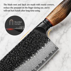 Cuchillo de carnicero de acero damasco negro de alta calidad, 67 capas, con mango de madera de fresno quemado, ideal para chefs. - Product Image 2