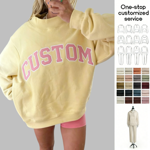 Sudadera Oversize de Algodón Grueso con Cuello Mockneck Personalizado, Tejido de Punto, Lentejuelas y Bordados, Suave, para Mujer - Product Image 1