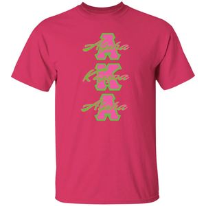 Camiseta Rosa Intenso de Manga Corta con Estampado Gráfico de Letras Griegas, Cuello Redondo, Estilo Casual de Algodón, Prenda Superior para Mujer, Ropa Urbana para el Día a Día - Product Image 1