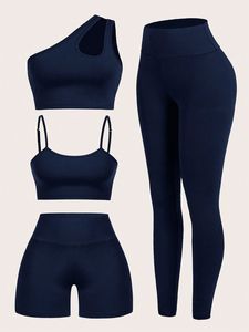 Yoga Set Women 2 Piece Solid Color Crisscross Strap <b>Crop</b> <b>Top</b> High Waist Leggings Breathable Seamless Spandex Polyester - Product Image 5