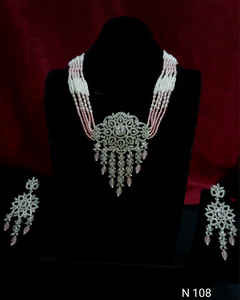 Classic American Diamond Bridal Jewelry <b>Set</b> Two-Piece <b>Necklace</b> <b>and</b> <b>Earrings</b> for Wedding Fashionable Classic Style - Product Image 1