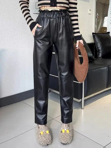 New <b>Women</b> <b>Satin</b> Breathable Elastic High Waist Straight Pants Solid Color Autumn Casual Tassel Full Length Office Pants - Product Image 2