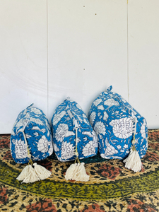 Set of 3 Quilted Cotton Makeup <b>Bags</b>, Indian Block Print <b>Toiletry</b> Organizer <b>Bag</b> Set, Waterproof Lined <b>Toiletry</b> Pouches - Product Image 1