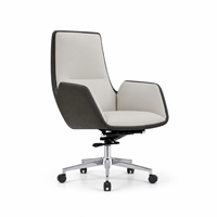 Chaise de bureau de direction moderne bicolore rembourrée avec accoudoirs fixes rembourrés, finition chromée, base pivotante à cinq étoiles