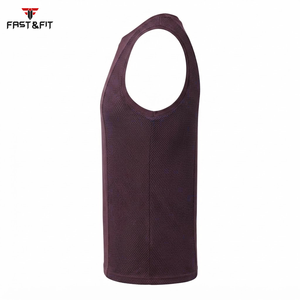 Precio al por mayor, nuevas llegadas, precio de fábrica, camisetas deportivas de malla transpirable teñidas lisas sin mangas para hombre - Product Image 3