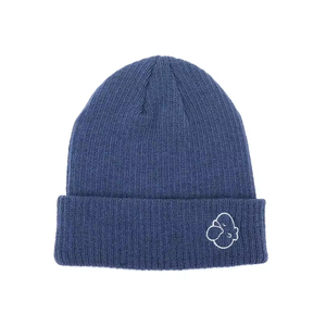 Blue Knit Beanie Hat with Embroidered Logo Unisex Adult <b>Winter</b> <b>Cap</b> Solid Color Casual Style 56-58CM Head Circumference Beanie - Product Image 6