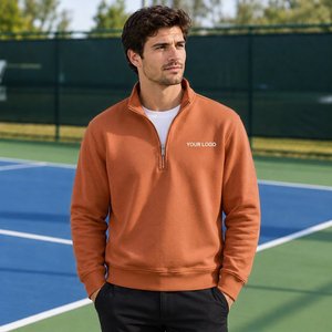Sweat-shirt à col zippé pour homme avec poche kangourou, pull décontracté pour hommes, production en gros par l'usine de vêtements - Product Image 3