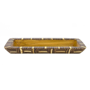 Food Grade Suar Wood With Dark Coconut <b>Shell</b> Inlay Large Square Serving Tray <b>Light</b> Brown Forty And Thirty Centimeters Fine Decor - Product Image 1