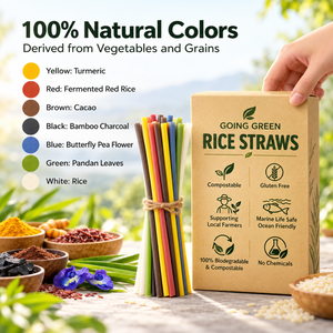 Pailles à boire en riz colorées 100% biodégradables sans plastique de qualité alimentaire – Fabricant en gros de pailles écologiques - Product Image 1