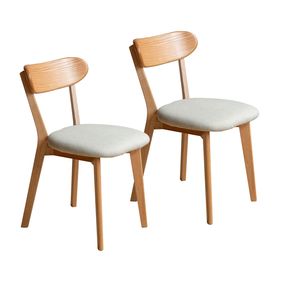 Juego de 2 sillas de comedor de madera maciza 100% sin suciedad Grado FAS Roble América del Norte Madera natural Diseño simple 47,5X55,5X78cm para - Product Image 1