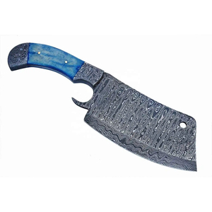 Cuchillo de Cocina Burraq DIY OEM Hecho a Mano, de Acero de Damasco Industrial, Multifuncional, con Patrón de Gota de Lluvia, Funda de Cuero - Product Image 3