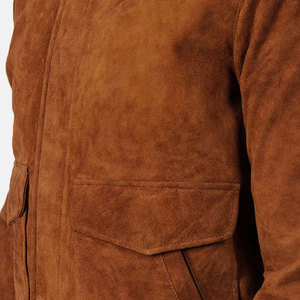 <b>Men's</b> Brown <b>Suede</b> Bomber <b>Jacket</b> Turn-Down Collar Casual Style Regular Fit Autumn Wear - Product Image 6