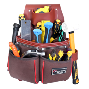 OEM Heavy Duty Leather & Mixed Fabric <b>Tool</b> Belt Set Adjustable Strap Zipper Closure 10-14 Pockets for Carpenters Electricians - Product Image 2