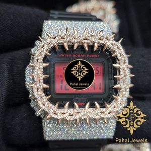 Reloj de Cuarzo con Incrustaciones de Diamantes en Tono Oro Rosa, Pantalla Digital, Correa con Diseño de Calavera, Reloj de Pulsera, Joyería de Moda, Regalo - Product Image 1