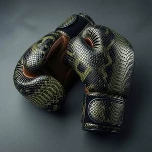 Snake Pattern MMA Boxing <b>Gloves</b> Lightweight Premium PU/Genuine Leather Training & Sparring <b>Gloves</b> with Custom Logo - Product Image 3