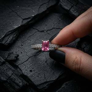 Sterling <b>Silver</b> 18K Gold Plated Moissanite Emerald Cut <b>Ring</b> Prong <b>Set</b> Vintage Style for Certified Fine Jewelry for Wedding Party - Product Image 2