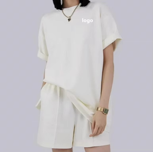 Ensemble 2 pièces en tricot pour femmes, col rond, coupe ample, décontracté, printemps-été, usage quotidien, avec poche - Product Image 3