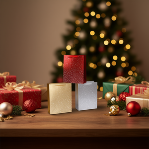 Bolsa de Regalo ILAN Talla S 18x24x8cm Diseño de Estrellas Rojo Dorado Plateado - Product Image 2