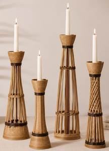 Support à bougies en rotin tressé à la main, moderne, de qualité supérieure, résistant à la chaleur, pour mariage, décoration naturelle, porte-bougie pour table à manger - Product Image 2