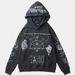 Sudadera con Capucha Gráfica Gótica High Street Techwear para Hombre, Oversize, Estilo Urbano, Darkwear, Punk, Grunge, Cyberpunk, Harajuku, Unisex - Product Image 1