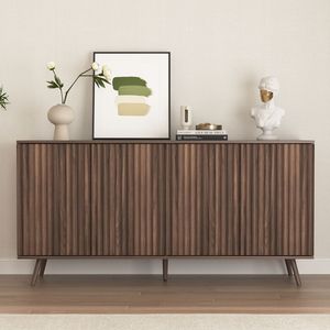 Credenza Lunga a 4 Ante in Legno, Mobile Buffet, Consolle, Bar Caffè, Armadietto Contenitore - Categoria Prodotti - Product Image 1