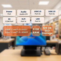 Terminal de point de vente (TPV) pour transports publics 15,6 pouces Windows 11, écran FHD 1080 à cadre ultra-fin, J6412/i3/i5, avec deuxième écran LCD 10,1 pouces amovible pour comptoir de billetterie