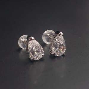 Pendientes de Plata de Ley con Topacio Blanco en Forma de Pera, Piedra de Nacimiento, Estilo Simple y Minimalista, Regalo para Mujer - Product Image 6