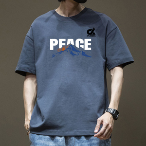 DUBBIX Men's Cotton Short Sleeve <b>T</b>-<b>Shirt</b> Peace <b>Mountain</b> Print Casual Jersey Breathable Regular Fit Front Logo - Product Image 5