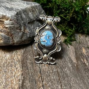 Handmade Golden Hills Turquoise Oval <b>Ring</b> Sterling <b>Silver</b> Southwestern Boho <b>Statement</b> Jewelry Artisan Gemstone Gift for Her - Product Image 6