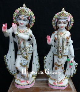 Indian Marble God Krishna <b>Statue</b> With Cow - Product Image 5