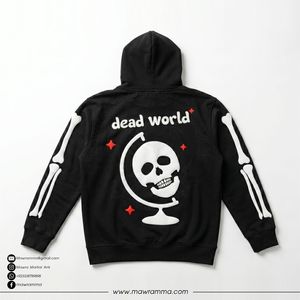 Sweat à capuche streetwear personnalisé Mawra, unisexe, noir, en coton, imprimé crâne, streetwear, sweat à capuche chaud pour l'hiver, mode unisexe - Product Image 4