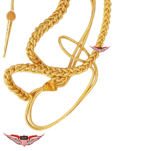 Aiguillette Gold Shoulder Cords Aiguillette Twisted Aiguillette with Metallic Golden Tip - Product Image 3