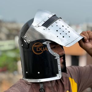 Casco de Guerrero Medieval Barbuta, para Juego de Rol, Caballero, Hierro Pulido, con Correa de Forro, para Halloween y Navidad - Product Image 6