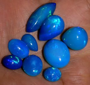 Natural Ethiopian Paraiba Blue Opal Cabochon Mix Shape Size Welo <b>Fire</b> Opal Jewelry Making Wholesale Lot - Product Image 4