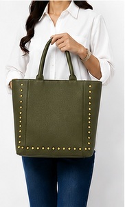 Sac fourre-tout de luxe en cuir véritable clouté pour femme, grande capacité, fermeture magnétique, style anglais, sac à main de créateur - Product Image 4