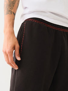 Pantalon cargo sportif à jambe large, personnalisable avec logo, pour homme, style rétro, décontracté, en molleton bouclette, coupe ample - Product Image 2