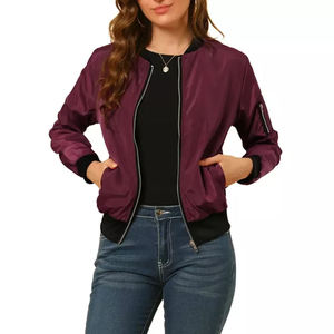 Customized High Quality Thick <b>Winter</b> Bomber <b>Jacket</b> <b>Women</b> O-Neck Full Zipper Breathable <b>Warm</b> Plus Size OEM Polyester/Nylon - Product Image 1
