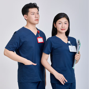 FMF Canvas Fabric 52% Cotton 45% Polyester 3% Spandex Unisex Medical <b>Scrub</b> <b>Set</b> for Nurses Needle Detection Seamless Fusing - Product Image 1