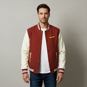 Chaqueta de invierno de dos tonos 100% lana de alta calidad, recién llegada, para hombre, con logo impreso DTF personalizado, chaqueta varsity con forro de lana para hombre - Product Image 1
