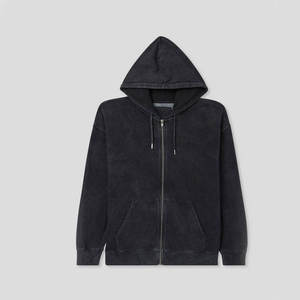 Hot Selling <b>Men's</b> French Terry Private Label Acid Wash <b>Zip</b> <b>Up</b> Long Sleeve Embroidered Printed Streetwear Vintage Brand Hoodies - Product Image 1